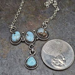 Golden Hills Turquoise Sterling Silver 4 Stone Necklace 18-20in Southwestern