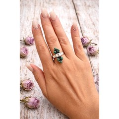 Minimalist Wild Horse Jasper & Kingman Turquoise Handcrafted Ring Adjustable