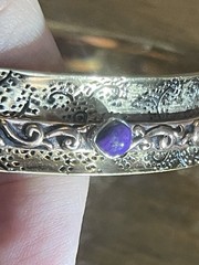 Barse 925 Silver Copper Purple Turquoise Spinner Bangle Bracelet 8”