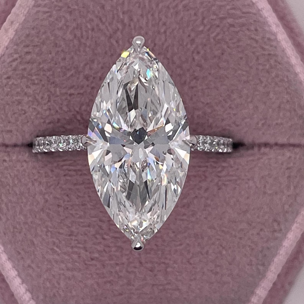RARE 7.75 Ct Certified Marquise Cut White Diamond Solitaire Ring, FREE Studs