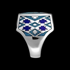 Woven Tribal Design Turquoise and Lapis Lazuli ring