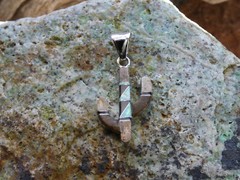 Saguaro Sterling Silver DOUBLE Sided Pendant Gemstone Tiger’s Onyx & Opal E43
