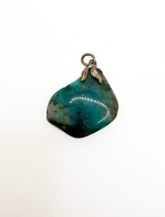 Vintage Natural Stone Pendant Blue Green Chrysocolla Artisan Handmade Charm