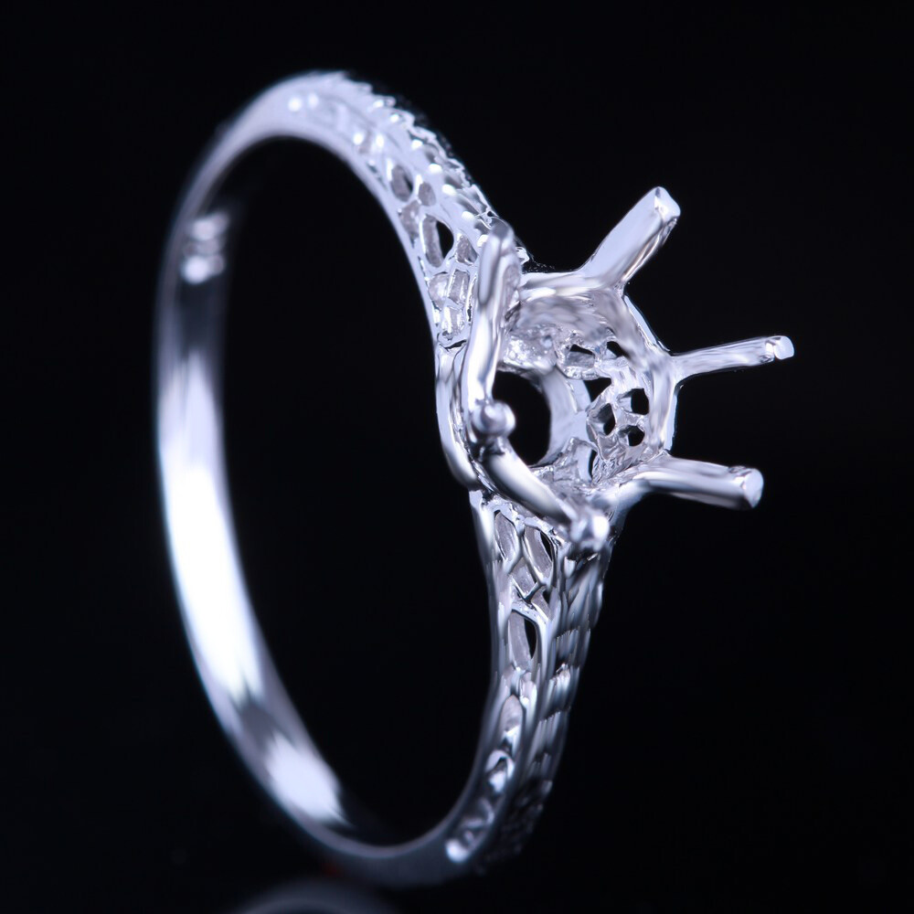 Solid 10k White/Rose/Yellow Gold Ring Prong Setting Round 6mm-6.5mm Semi Mount