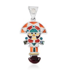Peruvian Artistry Multi Gemstone 1.25ctw Tumi Pendant without Chain 925 Sterling