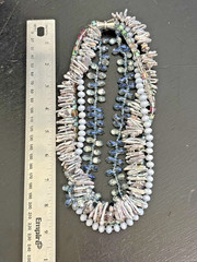 Multi Strand Biwa Stick Pearl Beaded Necklace