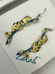 ZARAH Sterling Silver & Enamel Panamanian Golden Frog Brooch Earrings Set NEW