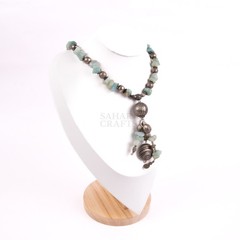 Amazonite Aqua Gems Necklace, Natural Green Gemstone Necklace, Handmade Beaded