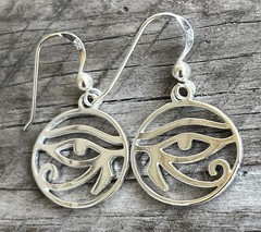 NEW 925 Peter Stone Egyptian Eye of Horus Dangle Earrings Sterling Silver