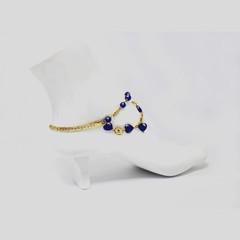 Unique Love Hearts 18k Gold Plated Anklet / 11″ Blue Crystal Love Hearts