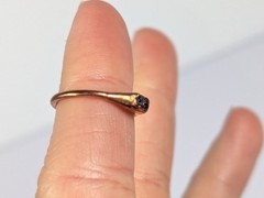 Hand Crafted Copper Black Stone Electroformed Dainty Stacking Ring Sz 4.75 READ