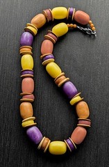 Handmade Tribal Tagua Nut Statement Necklace, Colorful Organic Beads Jewelry