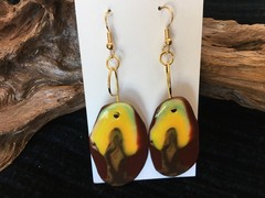 Handcrafted clay dangle earrings «Mushroom Light»