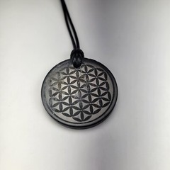 Shungite Pendant Flower of Life ( Engraved ) – Various Shapes