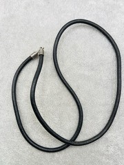 Sterling Silver Hook Clasp Black Leather Cord Necklace Choker 25” Unisex