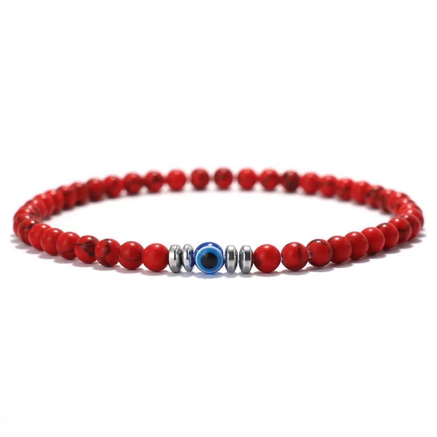 Natural Black Tourmaline Evil Eye 4mm Beads Empath Protection Stretch Bracelet