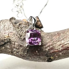 Lab Made Color Change Alexandrite Pendant, Sterling Silver, June Birthstone