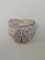 .925 Solid Silver Size 8 Cocktail Filigree Ring New.