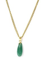Lite Aventurine Gemstone Drop Necklace in White Metal, 15x7x4mm