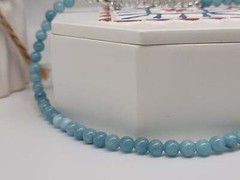 Handmade Blue Chalcedony Choker necklace 16 CM Genuine Crystals
