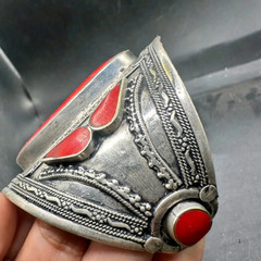 Handmade Red Coral Cuff Bracelet Anniversary Birthday Gift for Husband Mom