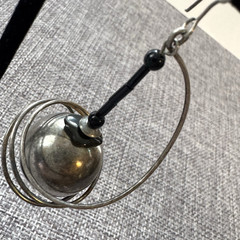 Vtg Spiral Artisan Earrings Spheres Drops Hooks Retro Glam Saturn Inspired 3.25″