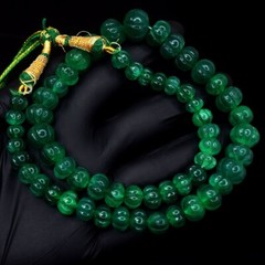 430.00 Cts Flower Carved Green Emerald Beaded Best Necklace Jewelry VK 31 E650