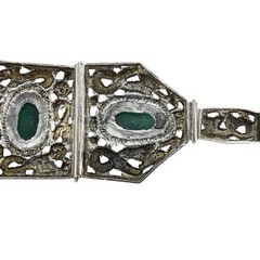 Vintage Filigree Bracelet Aventurine Cabs Ethnographic White Metal – Asia / ME
