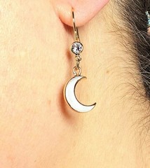 Crescent Moon Earrings Shell Gold Filled CZ Drop Hook French Wire Feminine Boho
