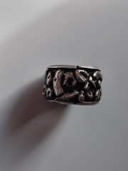 Silver Nugget Wide Band Ring Hallmarked BG Handmade and Unusual Size 7
