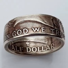 Half Dollar Franklin Coin Ring 1961 Sizes 6-13