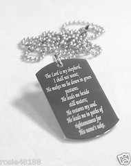 PSALM 23 VALLEY OF DEATH MEMORIAL DOG TAG NECKLACE SOLID STAINLESS STEEL 2 SIDE