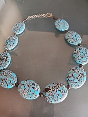 SILVER 925 Genuine Stones Chrysocolla Necklace 18-22″ NWOT