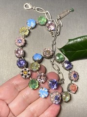 MARIANA Israel Swarovski Crystal Mosaic Flower Silver Plated Choker Necklace