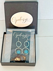 Opulenza Designs Sterling Silver Turquoise Double Circle Dangle Earrings 2” $69