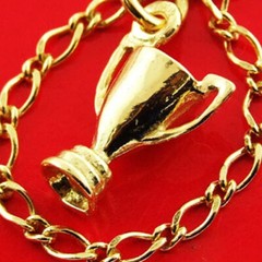 CHARM BRACELET REAL 14 KT YELLOW VERMEIL GOLD TRADITIONAL SOLID FINE LINK DESIGN