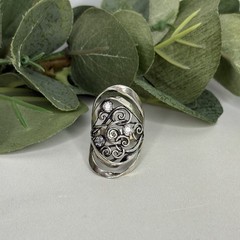 Vintage Zuman Israel Sterling Silver CZ Artisan Design Ring Size 8