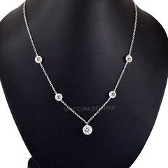Designer 5Ct White Diamond Necklace-Great Shine ! FREE Diamond Studs