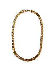 Gold Tone Mesh Chain Choker Necklace Wide Flat Link Statement Collar Jewelry