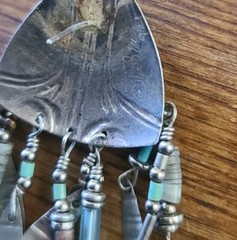 Tabra Signed Scarab Turquoise Abolone Sterling Pierced Earrings. 22 Grams.