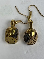 Vintage Watch parts gears steampunk hand made dangle earrings 17 jewel 1.5”