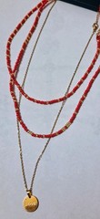 Colombian Beaded Necklaces Handmade, Red, Gold, Love Charm, Adjustable, Earrings