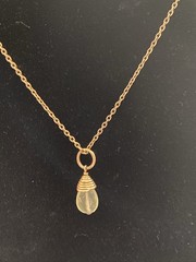 Aquamarine 15mm Faceted Teardrop Dainty Pendant .925 Necklace 3.94g Sterling