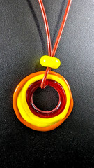 Art Glass Ring Pendant Necklace – 925 Sterling Clasp – Adjustable Bead