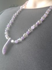 Amethyst Pendant & Lavender Beaded Genuine Crystal Necklace – Artisan Handmade