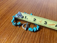 Small 925 STERLING Turquoise Rock Nuggets Strength STRETCH Bracelet Good Health
