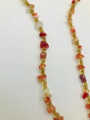 Cowry Shell Necklace Floral Design Quartz Chip 19.5″