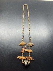 Wooden Safari Jungle Animal Bead Necklace – Hand Carved Folk Art Tribal Boho 30”