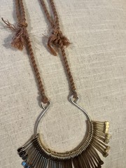 Artisan Boho Collar Necklace Brass Fringe Crescent Anthropologie Style