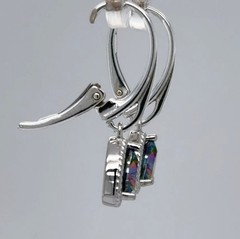 925 Sterling Silver – Trilliant Mystic Topaz Dangle Leverback Rainbow Earrings
